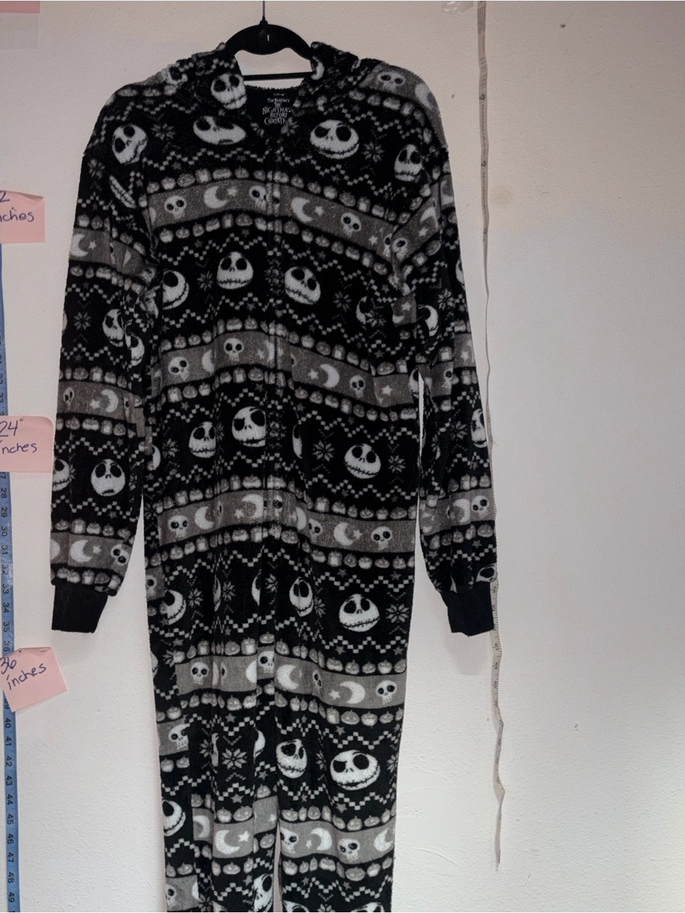 Black Skull Pattern Hooded Fleece Onesie Pajamas